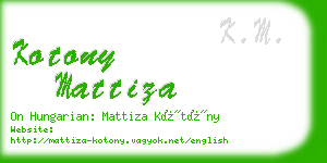 kotony mattiza business card